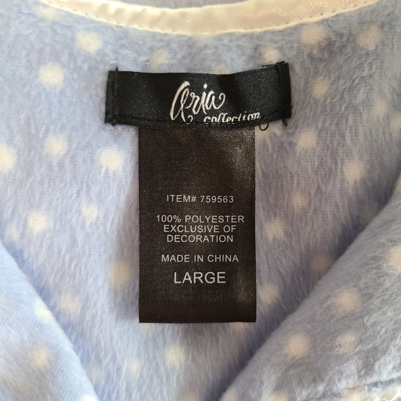 Aria Light Blue & White Long Sleeve Cozy & Warm 2 Piece Winter Pajama Set - Picture 2 of 3